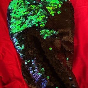 Green and Black Sequin Slippers